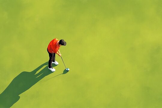 illustration of a golfer playing golf, top down view