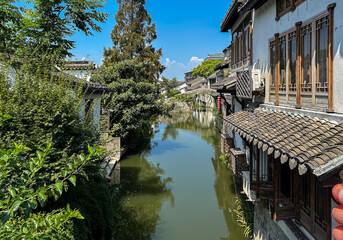 Qingxi Ancient Town with a history of more than 1400 years and charm of typical Jiangnan water town in Fengxian district, Shanghai, China.