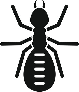 recommend clip art: This black and white vector graphic represents a termite, perfect for illustrating pest control