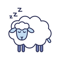 Sleeping sheep cartoon. Adorable cartoon sheep sleeping soundly, symbolizing restful sleep. Perfect for children's books, sleep products, or calming illustrations.