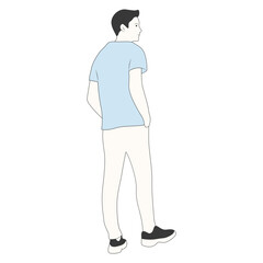 People Walking Character with Casual Clothes. Vector Cartoon Illustration.