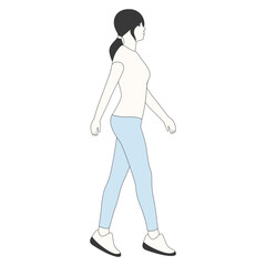 People Walking Character with Casual Clothes. Vector Cartoon Illustration.