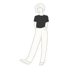 People Walking Character with Casual Clothes. Vector Cartoon Illustration.