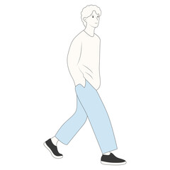 People Walking Character with Casual Clothes. Vector Cartoon Illustration.