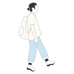 People Walking Character with Casual Clothes. Vector Cartoon Illustration.