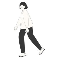 People Walking Character with Casual Clothes. Vector Cartoon Illustration.