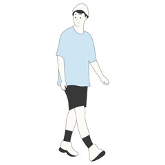 People Walking Character with Casual Clothes. Vector Cartoon Illustration.