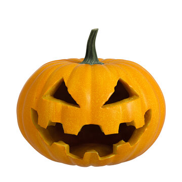 3D isolated Halloween Pumpkin with face cutout and transparent background