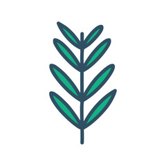 Green branch illustration. Simple line art illustration of a green branch with leaves, symbolizing growth, nature, and new beginnings.