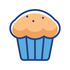 Blue muffin icon. Simple blue and yellow muffin icon, ideal for baking, cooking, or food-related projects.