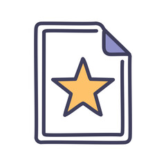 Starred document. Hand-drawn illustration of a document with a star. Perfect for representing quality, excellence, or achievement.