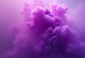 Fototapeta premium A purple voluminous cloud formed against the sky. The clouds are billowing and voluminous, creating a dramatic and dynamic composition