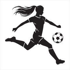 Basic RGB female soccer player football silhouette vector on white background 
