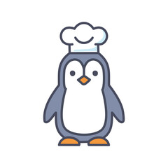 Penguin chef. Cute penguin wearing a chef hat. Perfect for cooking, food, and winter themes.