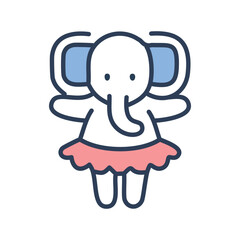 Cute elephant in tutu. Adorable cartoon elephant wearing a pink tutu, perfect for children's designs, nursery decor, and more.
