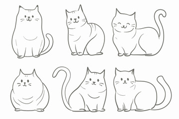 Obraz premium Feline Frenzy: A Collection of Adorable Cat Illustrations