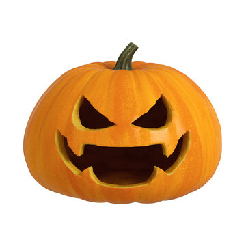 3D isolated Halloween Pumpkin with face cutout and transparent background