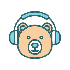 Bear listening music. Cute cartoon bear wearing headphones, enjoying music. Perfect for music, entertainment, and relaxation themes.