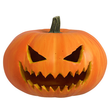 3D isolated Halloween Pumpkin with face cutout and transparent background
