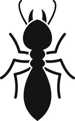 Simple vector illustration of an ant featuring its six legs and two antennas
