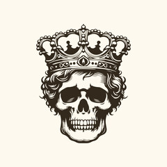 Fototapeta premium Vintage skull with crown vector illustration