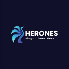 Vector Logo Heron Gradient Colorful Style