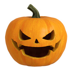 3D isolated Halloween Pumpkin with face cutout and transparent background