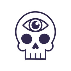 Skull third eye. Mystical skull with a third eye in the center of the forehead.