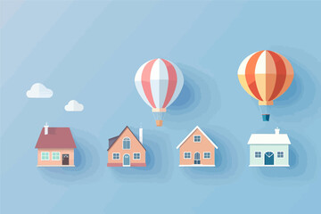 Housing Dreamscape: A Collection of Homes and Hot Air Balloons