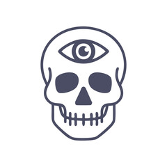 Skull third eye. Skull with third eye, symbolic of enlightenment, knowledge, and inner vision.