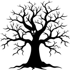 Vector silhouette of a halloween  tree