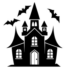 halloween house with bats vector illustration 