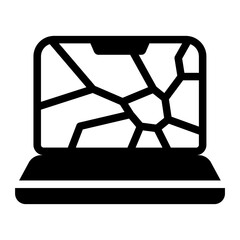 Icon of a cracked laptop screen.