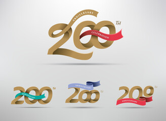 200th anniversary celebration logotype with alternative number and ribbon design