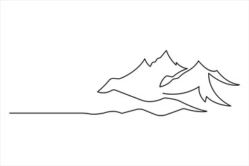 Fototapeta premium One continuous line drawing of mountain design outline vector