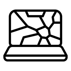 Icon of a cracked laptop screen.