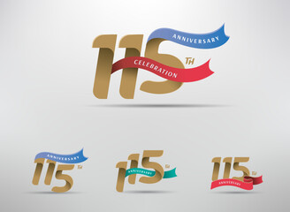 115th anniversary celebration logotype with alternative number and ribbon design