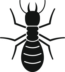Simple termite icon showing its anatomy for biology or pest control publications