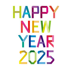 HAPPY NEW YEAR2025カラフルな飾り文字