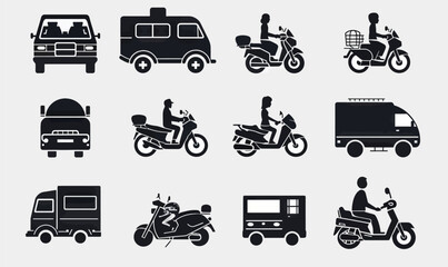 Transportation Icons: A Collection of Vehicles and Modes of Transportation