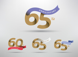65th anniversary celebration logotype with alternative number and ribbon design
