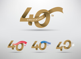 40th anniversary celebration logotype with alternative number and ribbon design