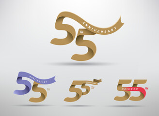 55th anniversary celebration logotype with alternative number and ribbon design