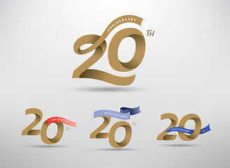 20th anniversary celebration logotype with alternative number and ribbon design