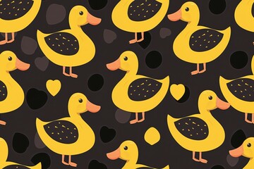 Cute Yellow Duck Seamless Pattern Design