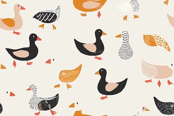 Cute Duck Pattern Seamless Illustration
