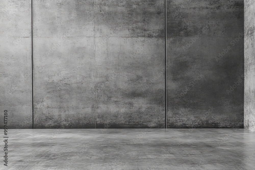Poster Empty room with grey concrete walls and floor, perfect for adding your own content or design.