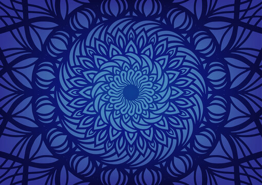 Luxury blue madala pattern modern geometric background