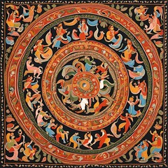 ornamental round ornament on the wall vector circle chakra 