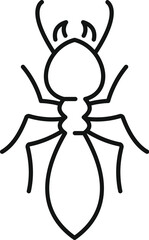 Simple black and white line art of an ant crawling useful for biology or nature projects